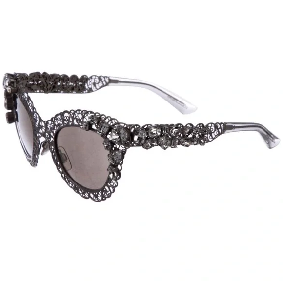 Authentic Dolce & Gabbana Silver Filigree and Crystal Sunglasses - Picture 6 of 8